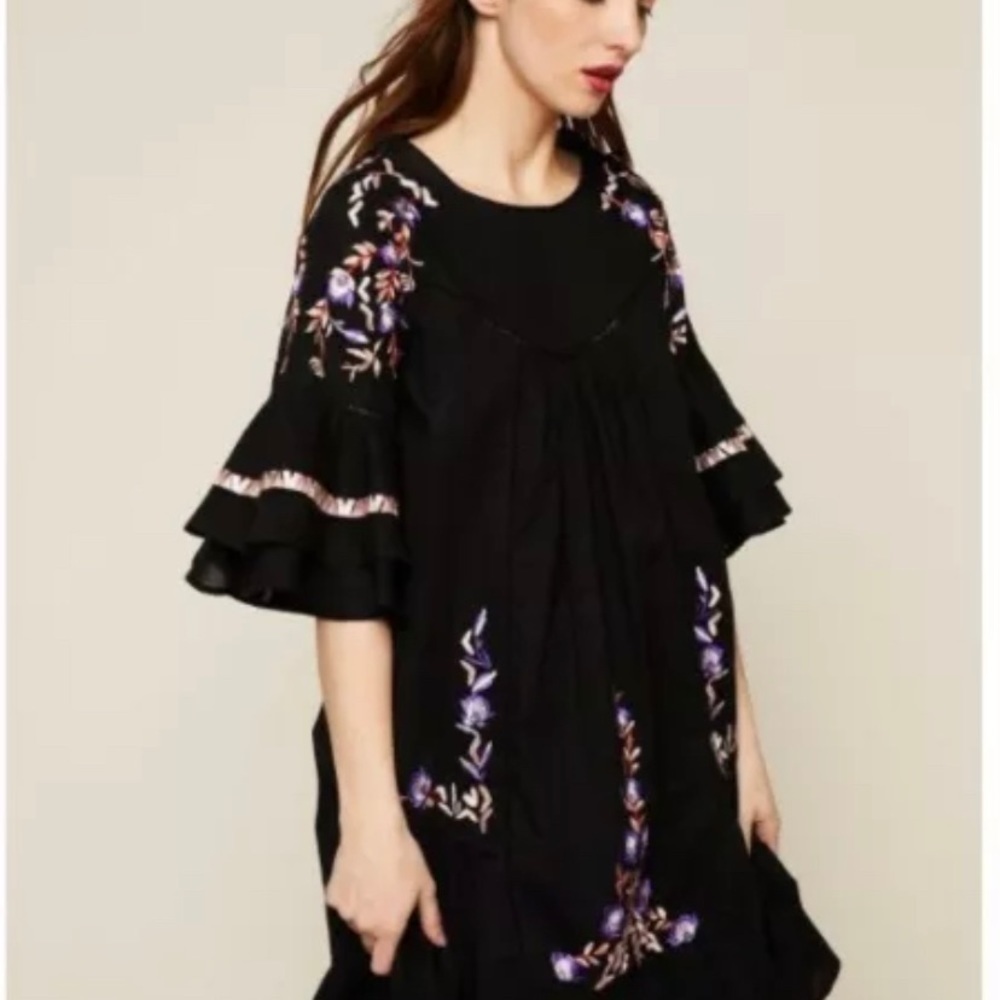 Free People Pavlo Embroidered Dress Women's Size S Babydoll Mini Floral Boho - Picture 4 of 12